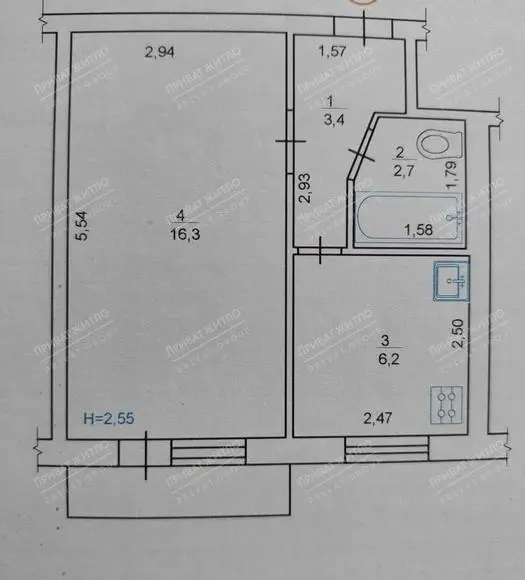 Продається однокімнаьна квартира
